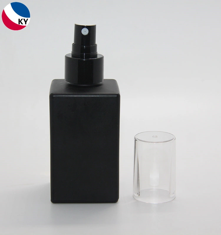 Matte Black Perfume Empty 120ml Square Glass Spray Bottle